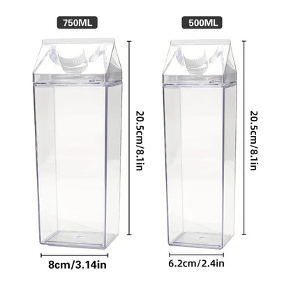 500ml/750ml Large Capacity Portable Clear Plastic Milk Cup Leak Proof with Lid