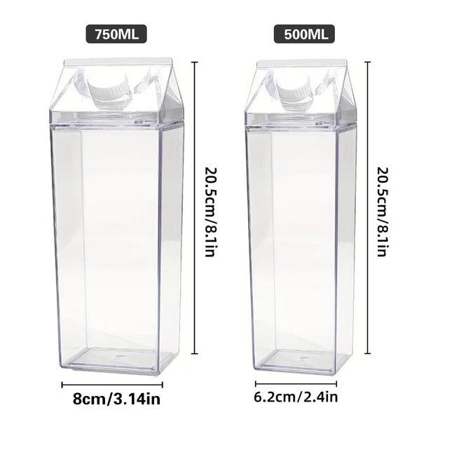500ml/750ml Large Capacity Portable Clear Plastic Milk Cup Leak Proof with Lid