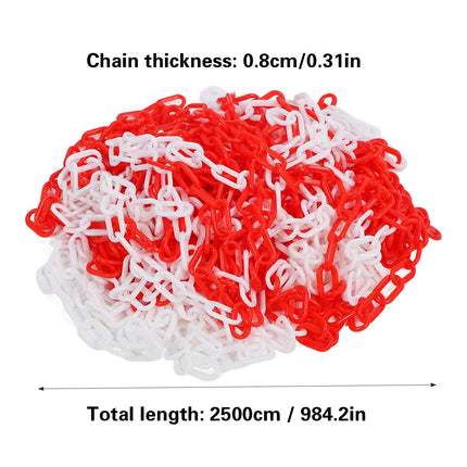 Plastic Warning Barrier Chain 25m Red White - Temporary Construction Use