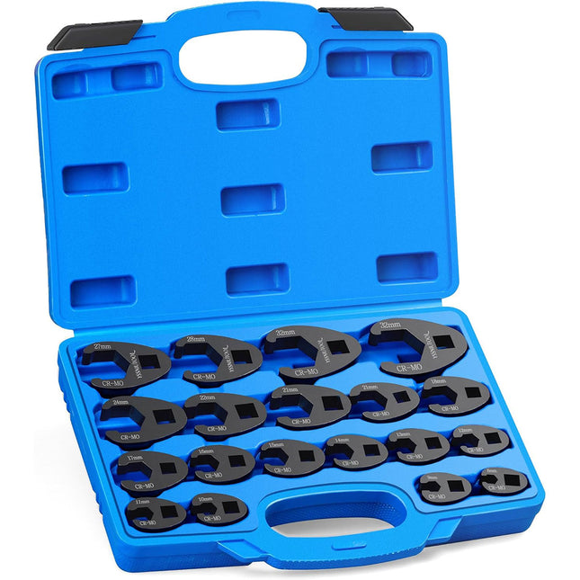 19PCS Open End Wrench Head Set Oil Pipe Spanner Auto Repair Line Removal Tool
