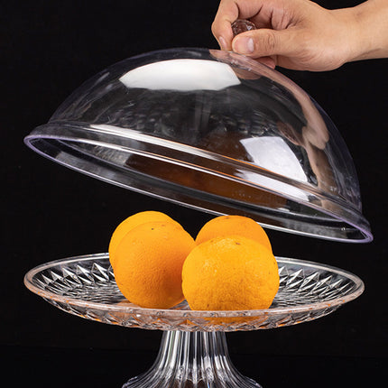 Transparent Fruit Plate with Lid Dustproof Display Stand Pedestal Fruit Bowl for Kitchen