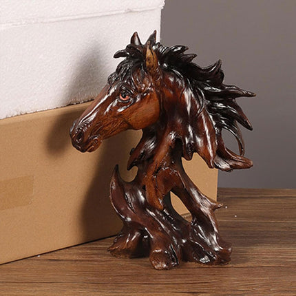 Horse Head Animal Figurine for Office Decoration Realistic Resin Craft for Home