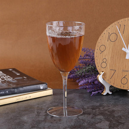 8pcs 210ml Plastic Twill Wine Glass Transparent Tall Drinking Cup for Party Bar