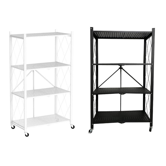 Foldable 4 Tier Kitchen Storage Rack on Wheels