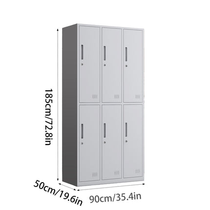2 Tier Steel 6 Compartment Office Filing Storage Cabinet with Lock and Shelf
