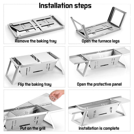 Stainless Steel Folding Barbecue Grill For Home Use Portable Folding Style