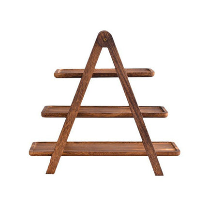 3 Layer Wooden Tray Display Rack Dinner Plate Holder Stand Storage Shelf for Home