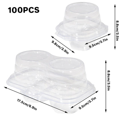 100PCS Transparent Cupcake Packaging Box Muffin Container Bakery