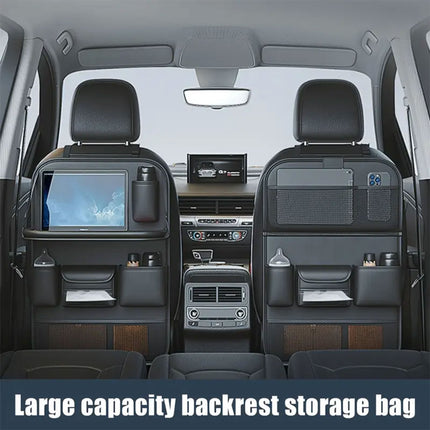 Backrest Storage Organizer Bag with Foldable Table for Vehicle Travel and Daily Use