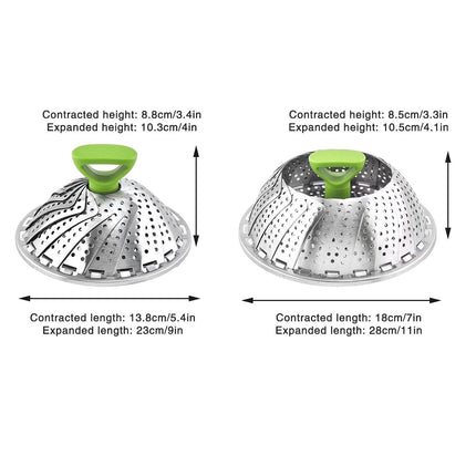 Folding Stainless Steel Steamer Basket Expandable Safe Durable Easy To Use