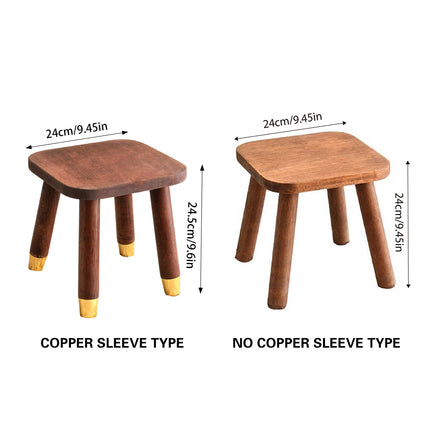 Solid Wood Low Stool in Walnut with Rounded Corners for Entryway