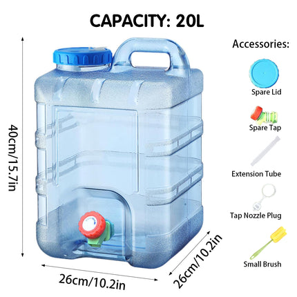 20L Large Water Container Tank with Tap for Camping Travel Picnic Outdoor Use