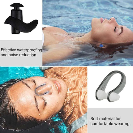 Waterproof Silicone Swimming Earplug Set Soundproof Earplugs with Nose Clip