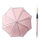 Long Handled Umbrella Petal Shape Dual Use Sun Rain 100cm Steel Wooden Handle