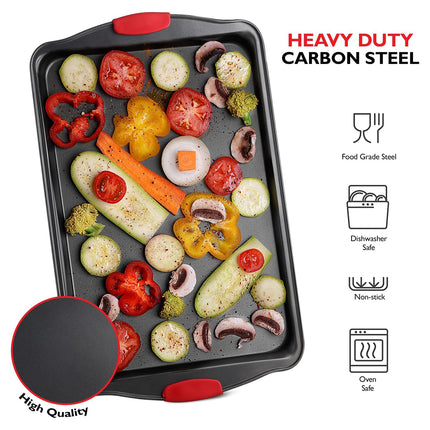 3PCS High Temp Non Stick Home Baking Tray Oven Safe Durable for Cakes Breads