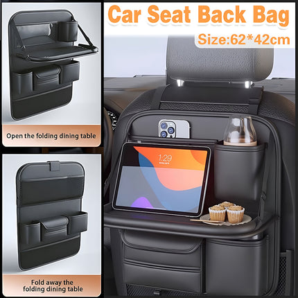 Backrest Storage Organizer Bag with Foldable Table for Vehicle Travel and Daily Use