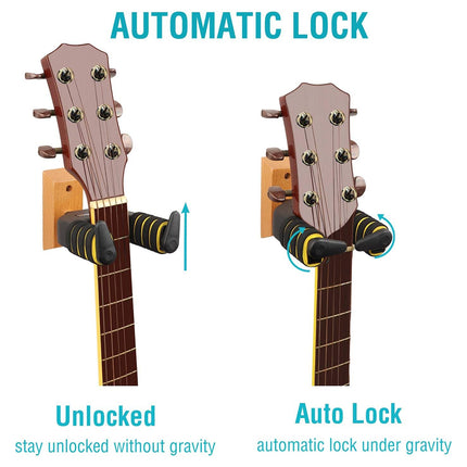 Guitar Stand Self Locking Hook Wall Mounted Hanger Guitar Hook Heavy Duty Holder