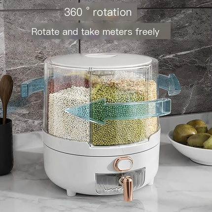 Rotating Grain Dispenser Container 360 Spin PP Multi Compartment 25 x 23.5cm