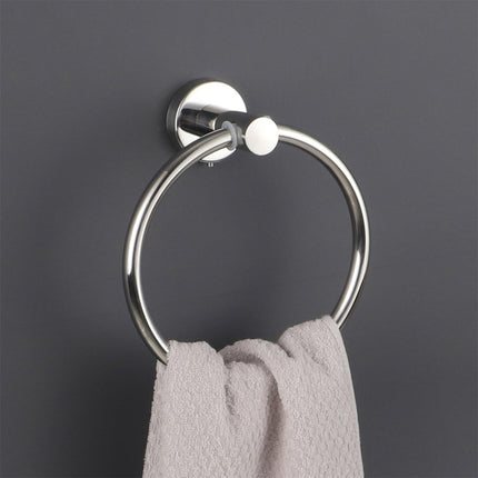 Bathroom Towel Rack Wall Mounted Towel Ring Black Toilet Paper Holder Shelf
