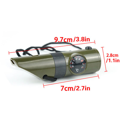 2PCS Outdoor 7 in 1 Multifunctional Emergency Whistle for Camping Hiking Use