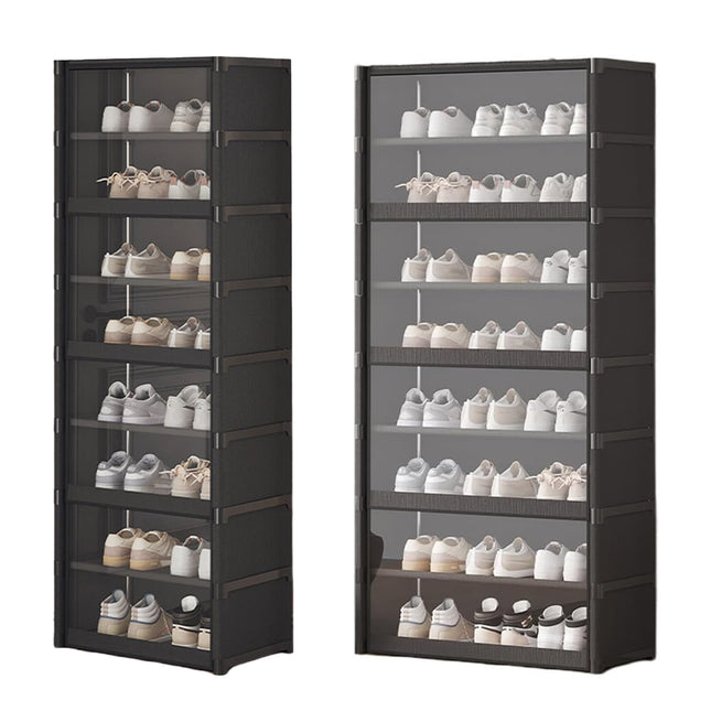 Simple Shoe Cabinet with Transparent Door 8 Tier for Entryway Hallway Durable