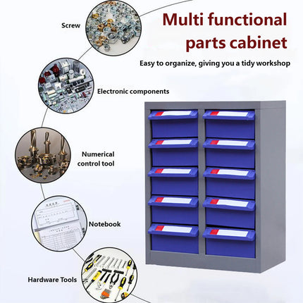 10-Compartment Drawer Type Parts Cabinet Space Saving Organizer Wear-Resistant