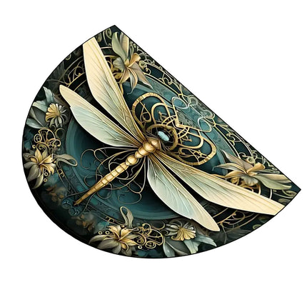 Floral Floor Mat Semicircle Printed Entry Door Rug Non-Slip Mat For Home Decor