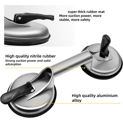 Heavy Duty Double Suction Cup Lifter for Glass Tile Aluminium Handle Strong