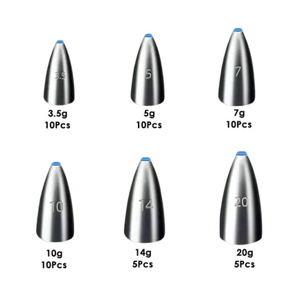 Carbon Steel Fishing Bullet Weight Plastic Core Soft Sinkers Tackle Accessories