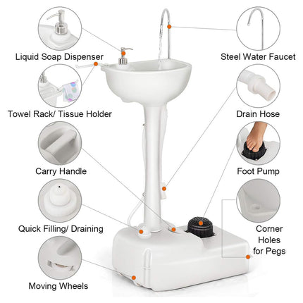Mobile Portable Outdoor Washbasing for Camping Picnics RV Trips Yard Activities
