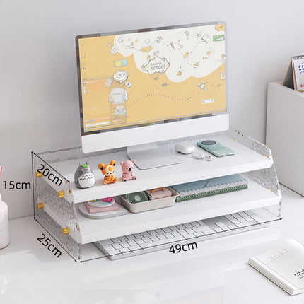 Double Layer Acrylic Desktop Organiser Stable Clear for Desk Monitor Riser Use