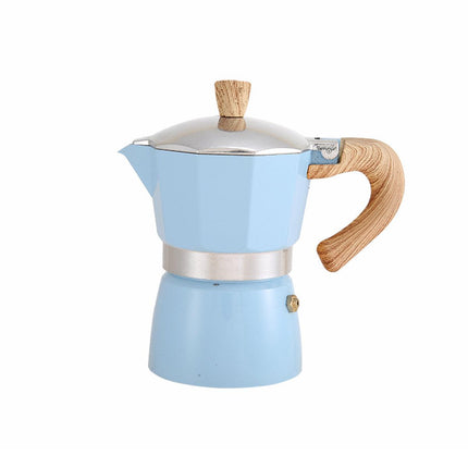 Portable Coffee Maker Wood Grain Handle Outdoor Manual Espresso Machine Camping