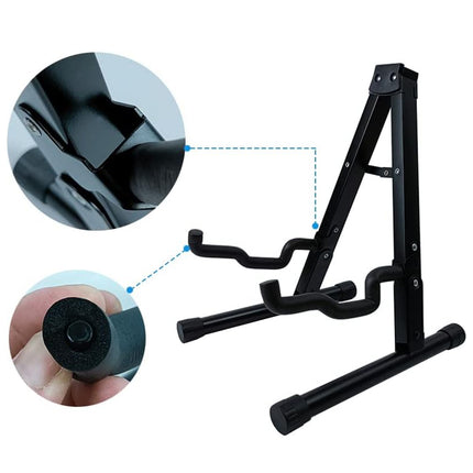 Folding Double Guitar Stand Floor Rack Electric Acoustic Bass Gig Holder Mount