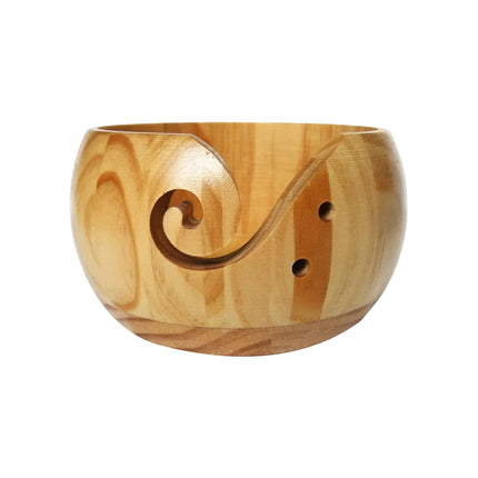 Wooden Round Yarn Bowl Handmade Durable for Knitting Crocheting Craft Use