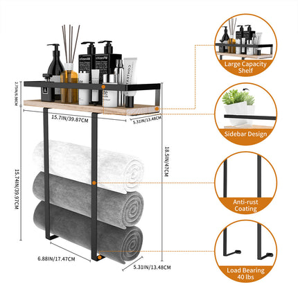Wall Mounted Bathroom Towel Rack Storage Shelf Multifunctional Holder For Towels