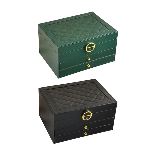 Jewelry Organizer Box 3 Layer leather Storage Case for Rings Earrings Necklaces