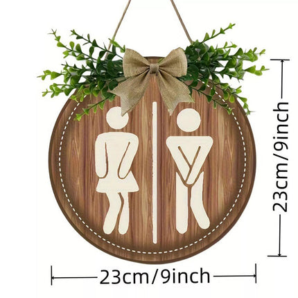 Wooden Toilet Signs Wall Hanging Gender Signage Decorative Bathroom Door Signs
