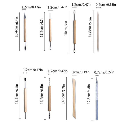 14PCS Clay Sculpting Tool Set Pottery Ceramic Art Carving DIY Wood Handle