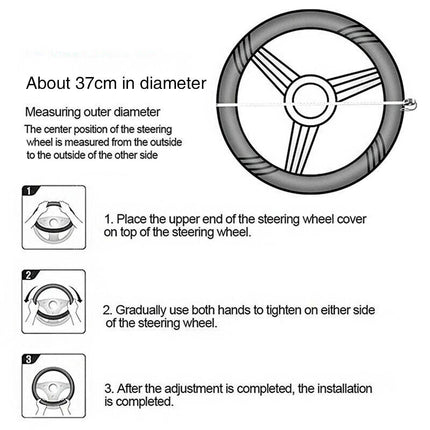 Breathable Car Steering Wheel Black Cover Pu Leather Anti-Slip Interiors 15inch