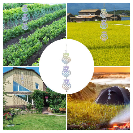 5Pcs Hanging Reflective Bird Scare Disc With Bell For Garden Farm Pest Control