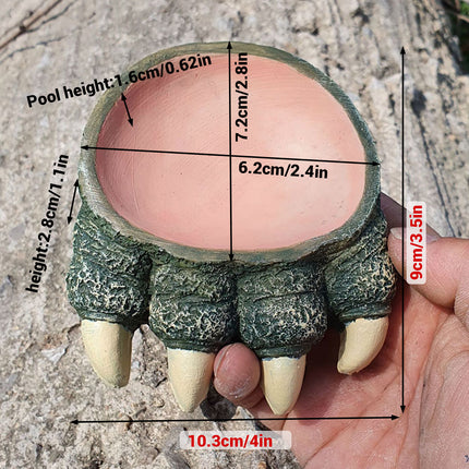 Lizard Claw Shaped Pet Food Water Bowl Durable Resin Non Slip Base Daily Use
