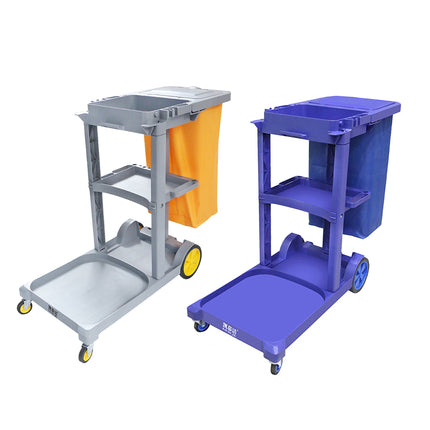 Multi-Functional Cleaning Trolley Cart Hand Push Housekeeping Utility Storage