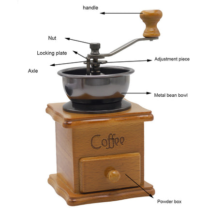 Vintage Manual Coffee Bean Grinder Classic Hand Coffee Machine Retro Grinding