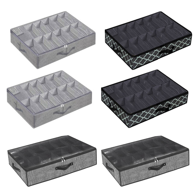 2PCS Shoe Organizer Under Bed Wardrobe Storage Box Zipper Cover Bag Durable