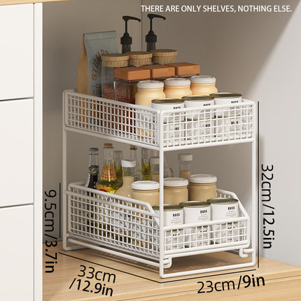 Pull Out Storage Shelf 2 Tier Kitchen Organizer Under Sink Pantry Rack