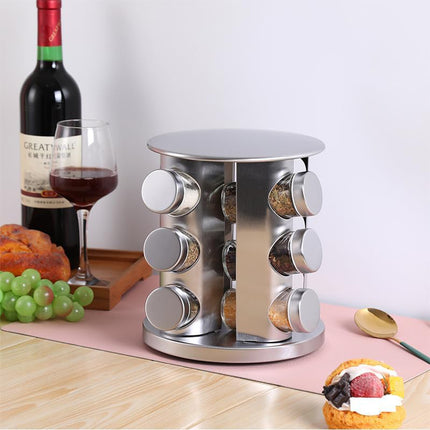 Stainless Steel Rotating Spice Rack Organizer Kitchen Seasoning Jar Holder Use