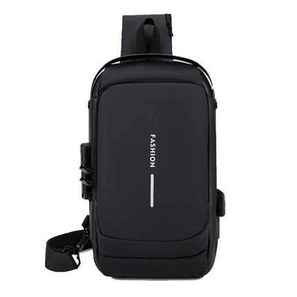 Multi-functional Combination Lock Chest Bag with USB Charging Port