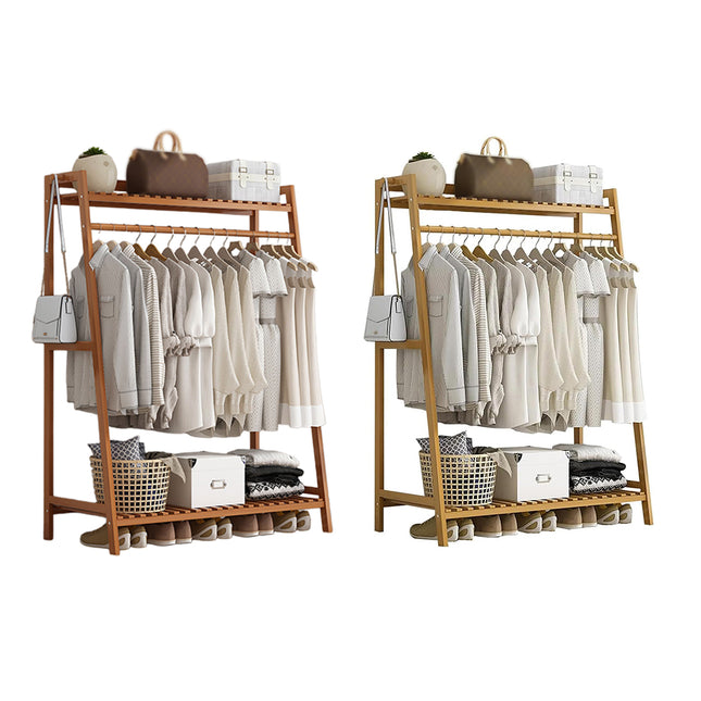 Bamboo Modern Style Floor Standing Coat Rack Home Decor Storage Organizer
