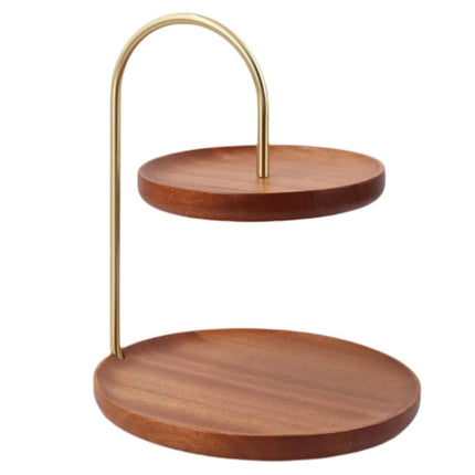 Two Layer Wooden Candy Tray Dessert Display Plate Stand Kitchen Storage Organizer