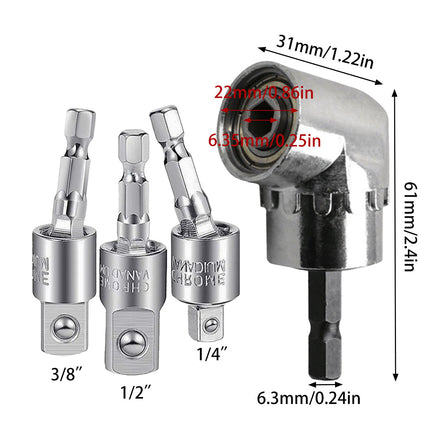 3PCS Universal Adapter Hexagon Shank to Square Head Connecting Rod for Tools